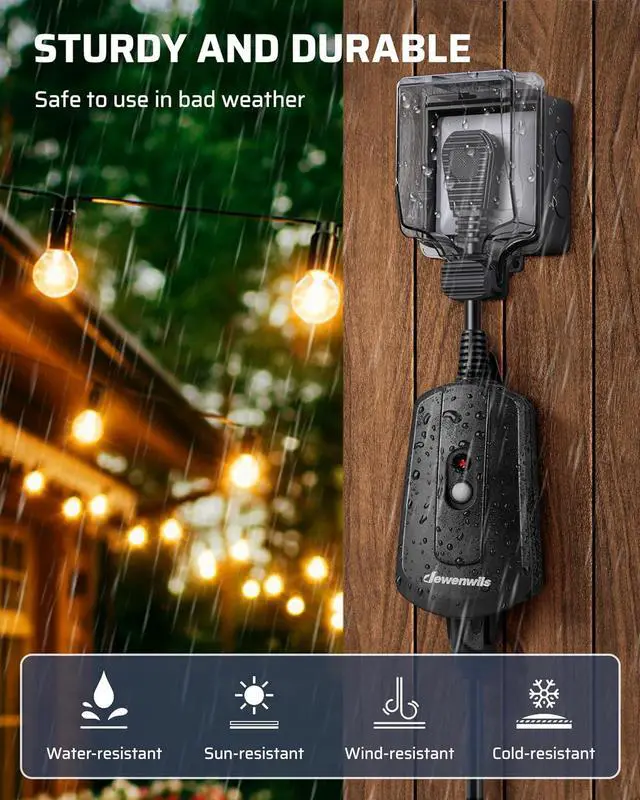 Alt view image 6 of 7 - DEWENWILS Outdoor Wireless Remote Control Outlet Kit, Waterproof Electrical Plug for Indoor Outdoor Lights, Separately Controlled 3 Pack Receivers, 100 Feet RF Signal, UL Listed