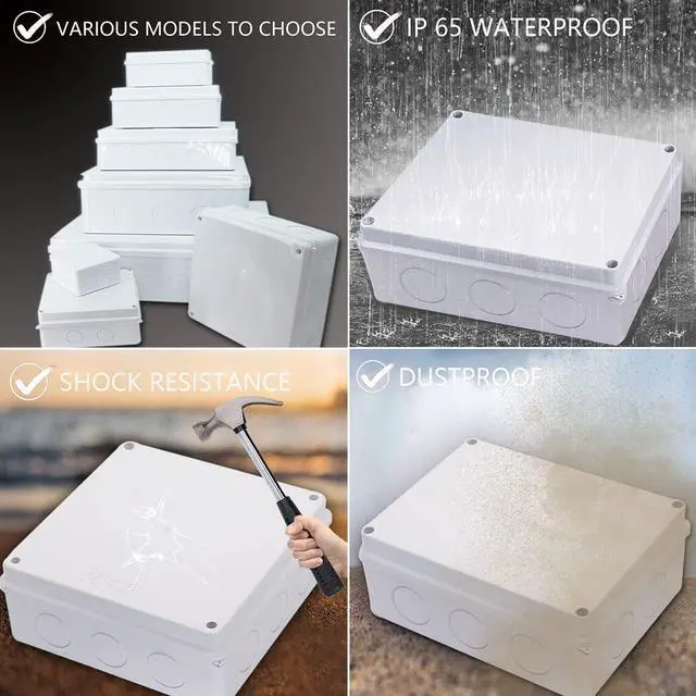 Alt view image 6 of 6 - Junction Box, Zulkit Project Box with Reserved Holes IP65 Waterproof Dustproof Electrical Box ABS Plastic Project Enclosure White 10 x 7.9 x 3.1 Inch