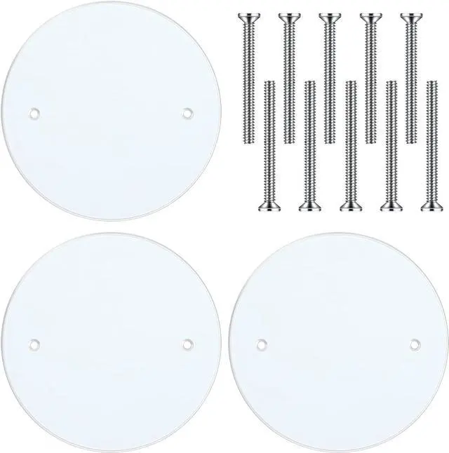 Main image of Shimeyao Metal Ceiling Blank up Cover 5 Inch White Round Ceiling Cover Plate with 10 Mounting Screws to Round/octagon Box Openings or Walls (3 Pack, 3.5 Inch Holes Spaced)