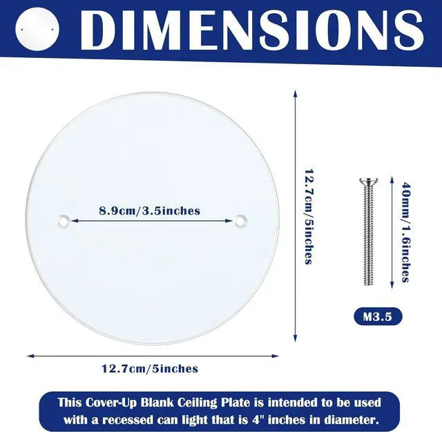 Alt view image 2 of 7 - Shimeyao Metal Ceiling Blank up Cover 5 Inch White Round Ceiling Cover Plate with 10 Mounting Screws to Round/octagon Box Openings or Walls (3 Pack, 3.5 Inch Holes Spaced)