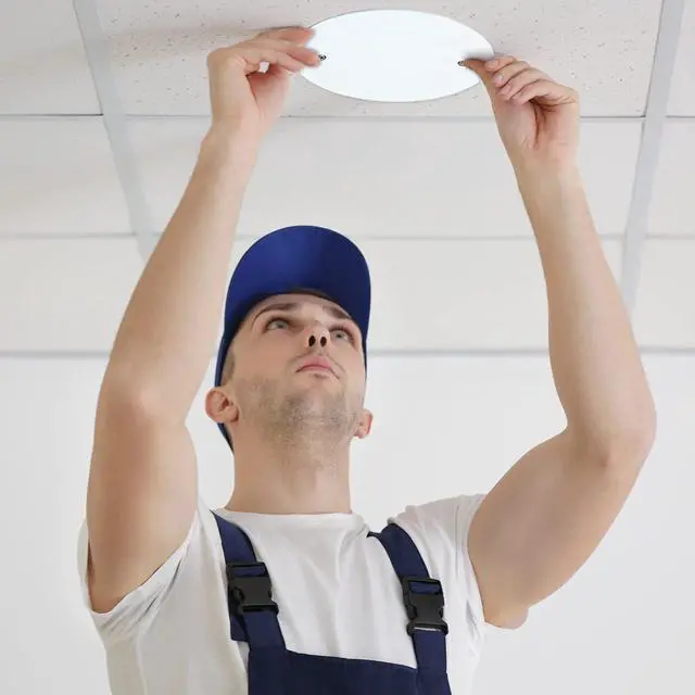 Alt view image 7 of 7 - Shimeyao Metal Ceiling Blank up Cover 5 Inch White Round Ceiling Cover Plate with 10 Mounting Screws to Round/octagon Box Openings or Walls (3 Pack, 3.5 Inch Holes Spaced)