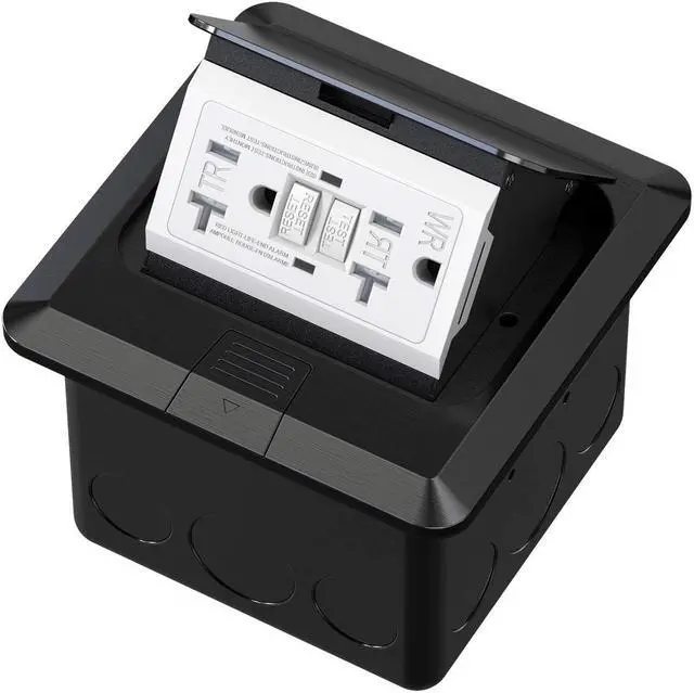 Main image of KYHSHJ Pop Up Floor Electrical Outlet with 20 Amp Stainless Steel GFCI Tamper Receptacle Outlet, Corrosive Resistant HardwareETL Listed,Black