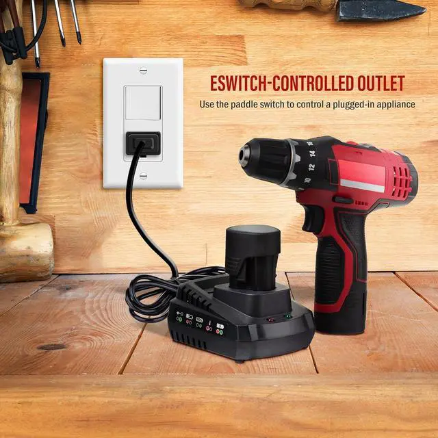 Alt view image 2 of 7 - ENERLITES Switch and Outlet Combo, Combination Decorator Paddle Switch 15A/120VAC with Tamper-Resistant Receptacle Outlet 15A/125VAC, Residential/Commercial Grade, UL Listed, 68625-TR-W, White