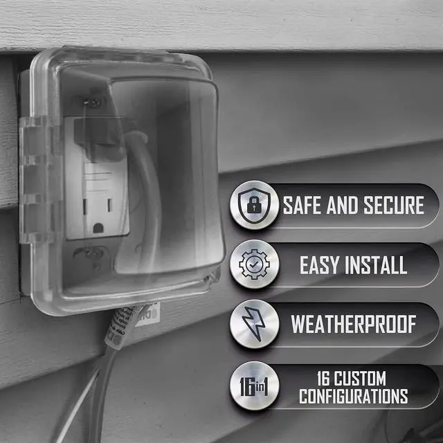 Alt view image 4 of 7 - TayMac MM510C Single-Gang Horizontal/Vertical Weatherproof Receptacle Cover, 3.75 Inches Deep, Clear