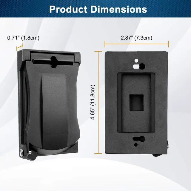 Alt view image 5 of 5 - [3 Pack] BESTTEN Outdoor Outlet Cover for GFCI and Decor Receptacle, Weather Proof, Vertical/Horizontal Auto-Closing Lid, UL Listed, Black, H4.65 x W2.87 x D0.71