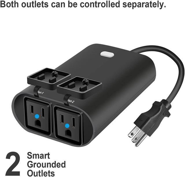 2 Pack WiFi 2-in-1 Smart Plug, Outdoor Waterproof Plug Energy Outlet, App Control, Compatible with Google Home & Alexa