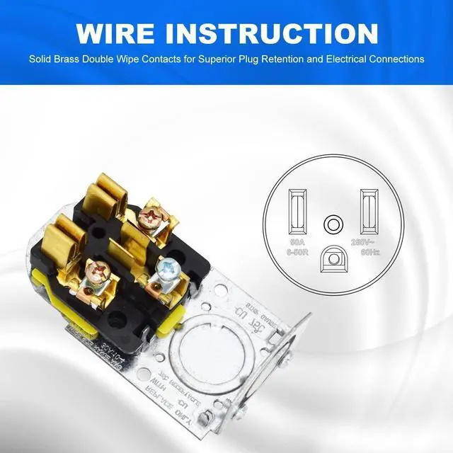Alt view image 5 of 7 - Micmi NEMA 6-50R Receptacle 2-Pole 3-Wire Surface Mount Power Receptacle 250V 50A UL Listed, Black (NEMA 6-50R)