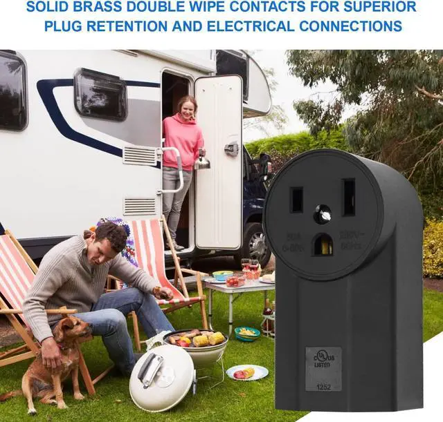 Alt view image 6 of 7 - Micmi NEMA 6-50R Receptacle 2-Pole 3-Wire Surface Mount Power Receptacle 250V 50A UL Listed, Black (NEMA 6-50R)