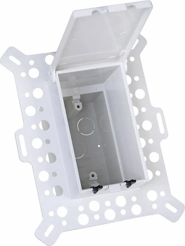 Main image of Arlington DBVM1W-1 Low Profile IN BOX Electrical Box with Weatherproof Cover for New Construction Stucco/Textured Surfaces/Rigid Siding, Vertical, 1-Gang, White