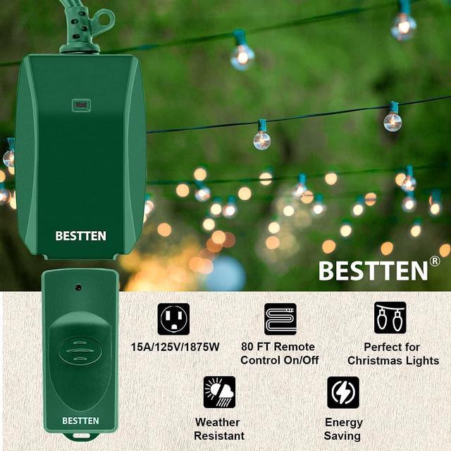BESTTEN Remote Control Outdoor Outlet Switch with 6-Inch Heavy Duty Po –  BESTTEN US