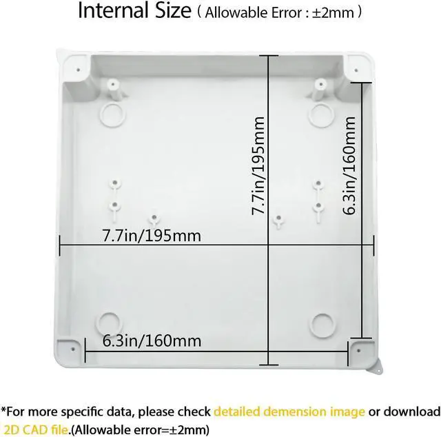 Alt view image 3 of 7 - LeMotech Junction Box, Electrical Box IP65 Water Resistant Dustproof ABS Plastic Project Enclosure for Electronics White 7.9 x 7.9 x 3.1 inch