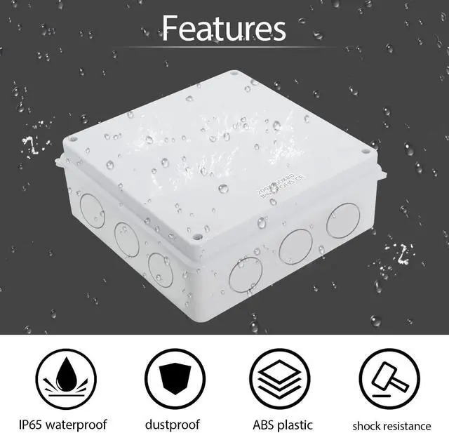 Alt view image 6 of 7 - LeMotech Junction Box, Electrical Box IP65 Water Resistant Dustproof ABS Plastic Project Enclosure for Electronics White 7.9 x 7.9 x 3.1 inch
