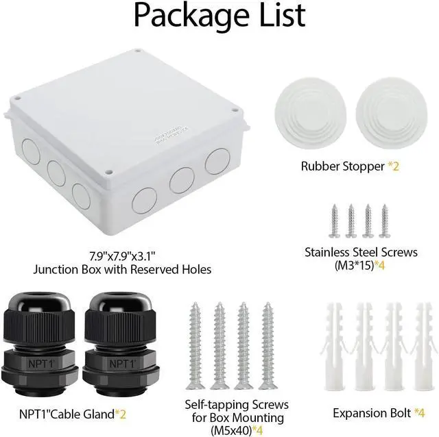 Alt view image 7 of 7 - LeMotech Junction Box, Electrical Box IP65 Water Resistant Dustproof ABS Plastic Project Enclosure for Electronics White 7.9 x 7.9 x 3.1 inch