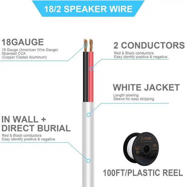 Alt view image 3 of 6 - 100 Feet 18 Gauge 2 Conductors Red Black Wire with Fire Resistant CL2 White Jacket, 18AWG Hookup Electrical Wire LED Strips Extension Cord Cable for LED Ribbon Lamp Tape Lighting