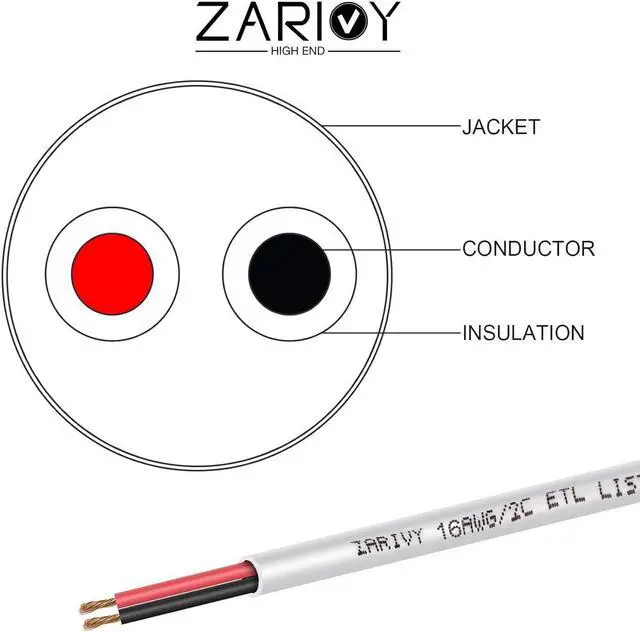 Alt view image 4 of 6 - 100 Feet 18 Gauge 2 Conductors Red Black Wire with Fire Resistant CL2 White Jacket, 18AWG Hookup Electrical Wire LED Strips Extension Cord Cable for LED Ribbon Lamp Tape Lighting