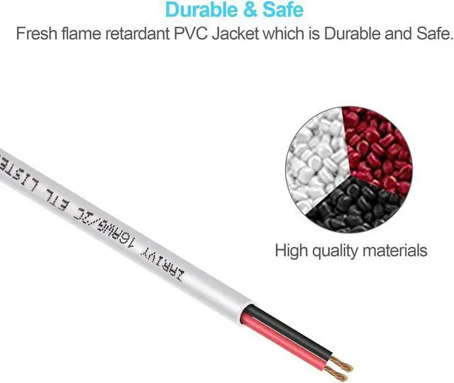 Alt view image 5 of 6 - 100 Feet 18 Gauge 2 Conductors Red Black Wire with Fire Resistant CL2 White Jacket, 18AWG Hookup Electrical Wire LED Strips Extension Cord Cable for LED Ribbon Lamp Tape Lighting