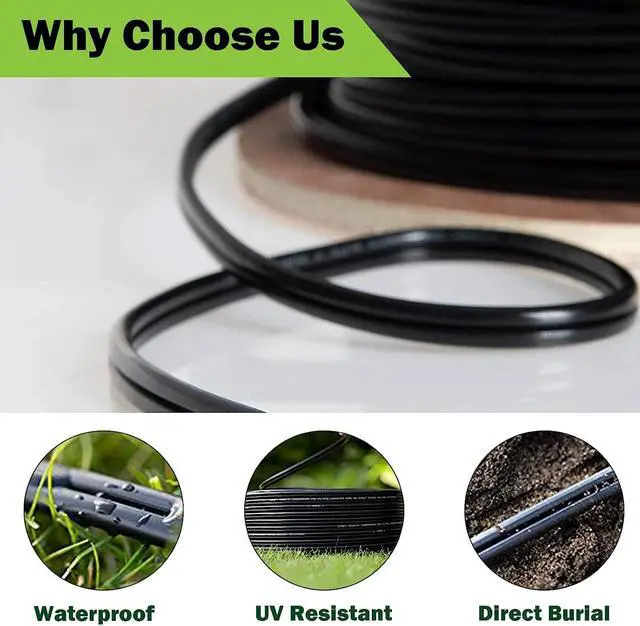 Alt view image 5 of 6 - 14/2 Low Voltage Landscape Wire, 14 Gauge Wire 2 Conductor 50 Feet, Low Voltage Wire, Outdoor Direct Burial Electrical Wire, Copper Wire