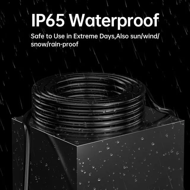Alt view image 5 of 7 - Black Outdoor Extension Cord 50 ft 16/3 Gauge Waterproof, Cold Weatherproof -58°F, Flame Retardant, Flexible 3 Prong Heavy Duty Electric Cord for Lawn Office,13A 1625W 16AWG SJTW, ETL Listed PlugSaf
