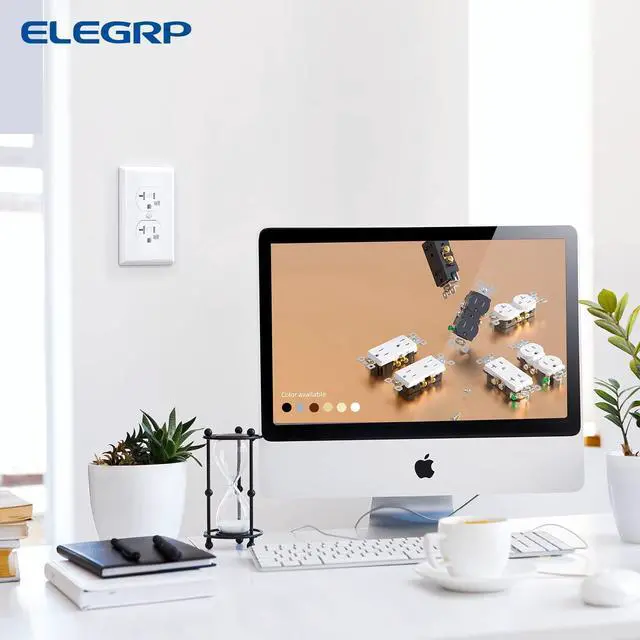 Alt view image 7 of 7 - ELEGRP 20 Amp 125V Duplex Receptacle, Standard Electrical Wall Outlet, TR Tamper Resistant and WR Weather Resistant, 2 Pole 3 Wire, Self-Grounding, Residential Grade, UL Listed, Glossy White, 10 Pack