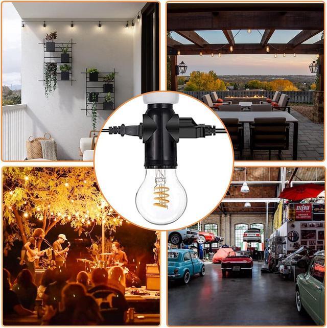 Alt view image 6 of 6 - 2 Pcs Luntak 3 Prong Light Socket to Plug Adapter, E26 Light Socket Outlet Outdoor, Light Bulb to 2/3 Prong Outlet Socket Splitter Converter Heat-Resistant for Porch Patio Garage Utility Rooms (Black)
