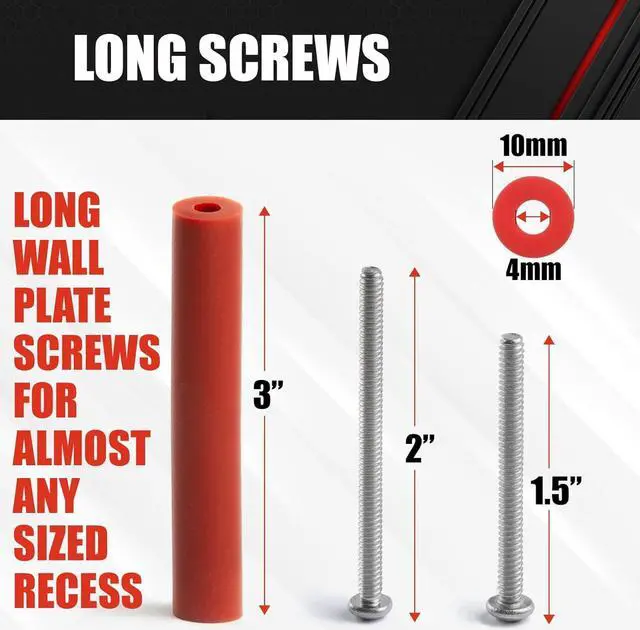 Alt view image 3 of 5 - Outlet Spacers - Electrical Outlet Box Extender Kit by SPACERR - Electrical Switch and Receptacle Spacers 22 Pack (6 Tubes and 16 Screws)