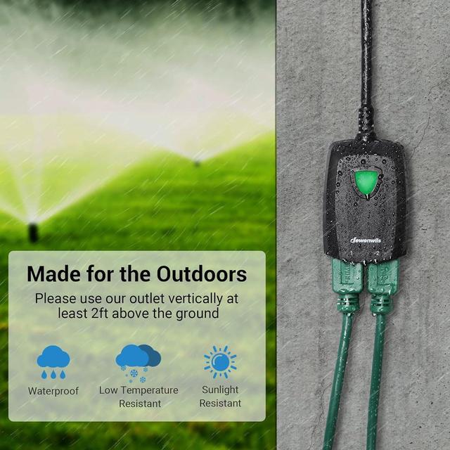 DEWENWILS Outdoor Wireless Remote Control Dual 3-Prong Outlet