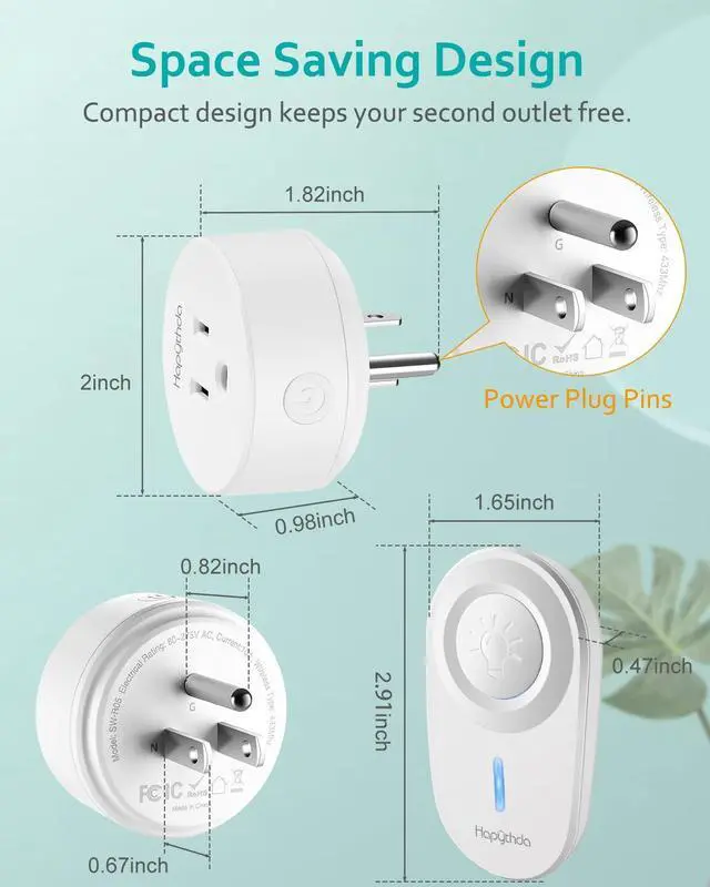 Alt view image 5 of 7 - Remote Control Outlet,15A/1500W, 500 Feet RF Range Remote Light Switches Kit, No Wiring Needed Wireless Remote Outlet for Light, Small Electrical Appliance, with Anti-Surge 4000V