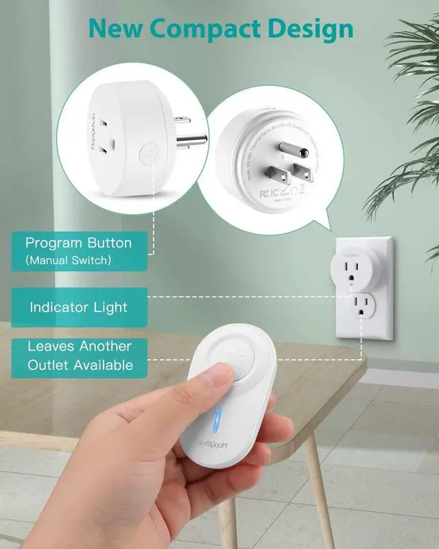 Alt view image 7 of 7 - Remote Control Outlet,15A/1500W, 500 Feet RF Range Remote Light Switches Kit, No Wiring Needed Wireless Remote Outlet for Light, Small Electrical Appliance, with Anti-Surge 4000V