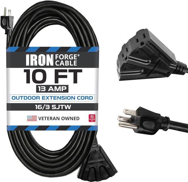 Iron Forge Cable 10 Ft Electric Extension Cord with 3 Outlet, 16/3