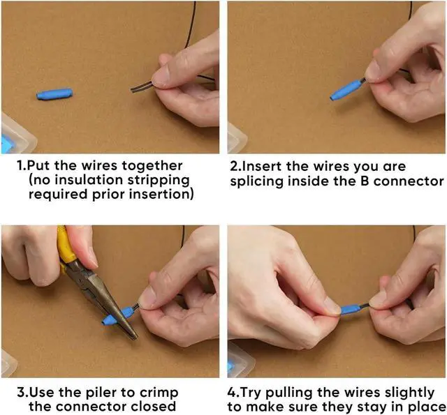Alt view image 3 of 7 - B Connectors Wire Splices Gel Filled, Waterproof Electrical Wire Crimp Bean Type Cable Connector for Outdoor Telephone Phone Security Lighting (White 500pcs & Blue 500 pcs)