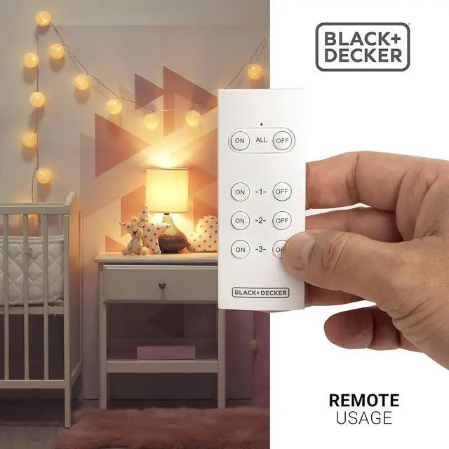 Alt view image 7 of 7 - BLACK+DECKER Wireless Remote-Control Outlet, Pack of 3 Outlets, 1 Remote - Premium Light Switches