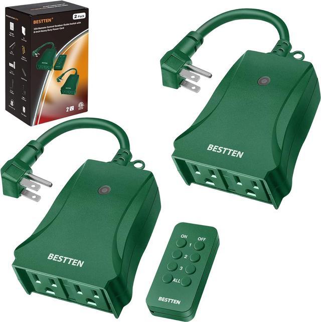 BESTTEN Wireless Remote Control Outlet Set (4 Outlets 2 Remotes