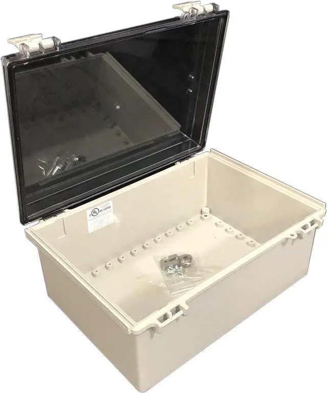 Alt view image 2 of 7 - BUD Industries NBF-32422 Plastic Outdoor NEMA Economy Box 13.78" L x 9.84" W x 5.91" H, Gray
