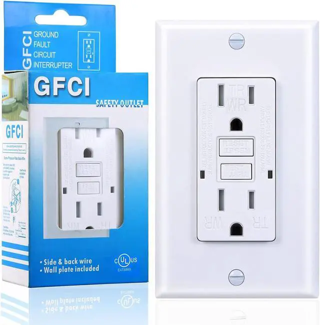 Main image of 15 Amp GFCI Outlet, Tamper-Resistant, Weather Resistant Receptacle Indoor or Outdoor Use, LED Indicator with Decor Wall Plates and ScrewsUL Listed, White (1 Pack)
