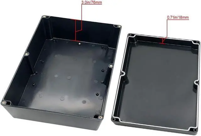Alt view image 3 of 7 - LeMotech Project Box ABS Plastic IP65 Waterproof Dustproof Electrical Junction Box Outdoor Enclosure for Electronics Black 11.41" x 8.26" x 3.93" (290 x 210 x 100mm)