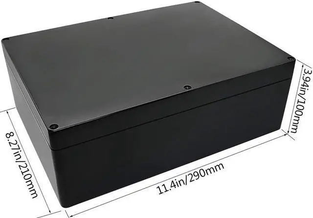 Alt view image 4 of 7 - LeMotech Project Box ABS Plastic IP65 Waterproof Dustproof Electrical Junction Box Outdoor Enclosure for Electronics Black 11.41" x 8.26" x 3.93" (290 x 210 x 100mm)