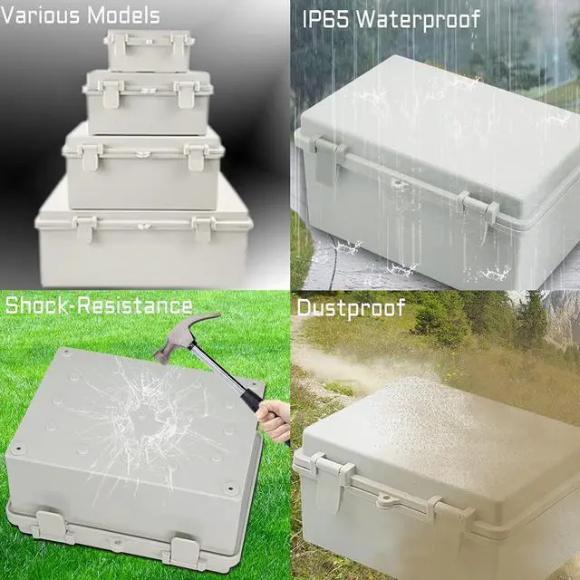 Alt view image 7 of 7 - Zulkit Junction Box ABS Plastic Dustproof Waterproof IP65 Electrical Boxes Hinged Shell Outdoor Universal Project Enclosure 8.7 x 6.7 x 4.3 inch (220x170x110 mm)