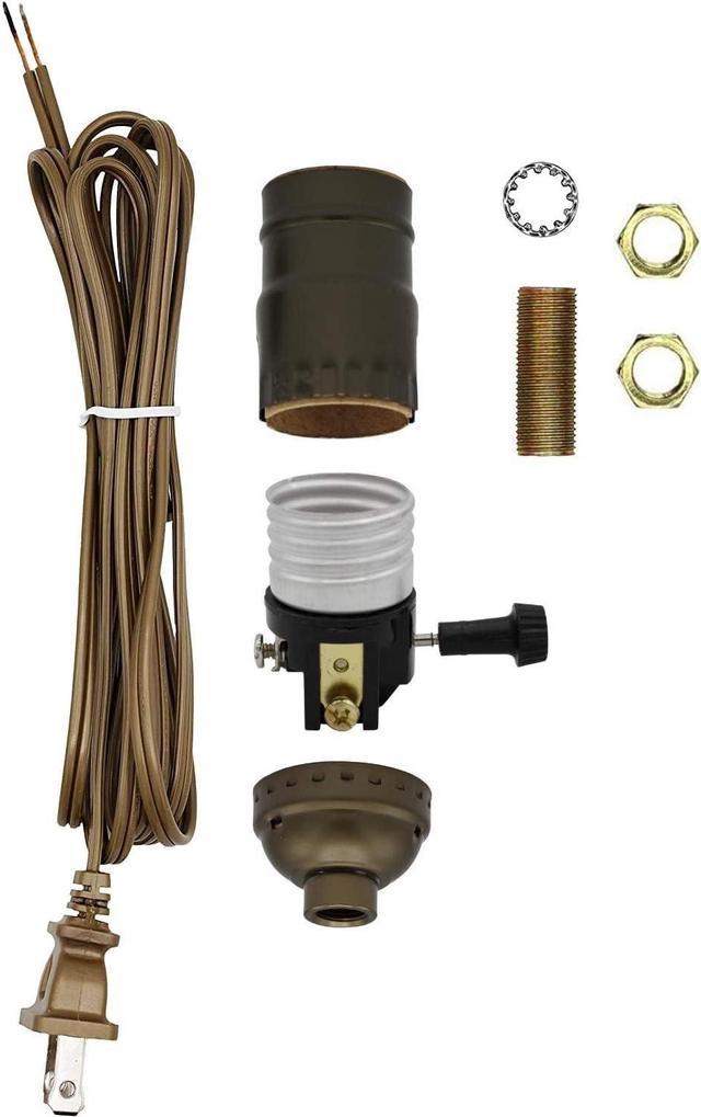Creative Hobbies Make A Lamp or Repair Kit - All Essential Hardware, 3 Way Socket, and Matching Electric Cord (Bronze) M35