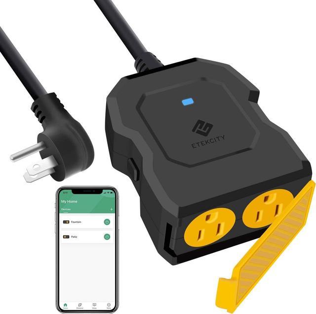 Outdoor Smart Plug, Waterproof Wi-Fi Outlet with 2 Sockets, Alexa, Google