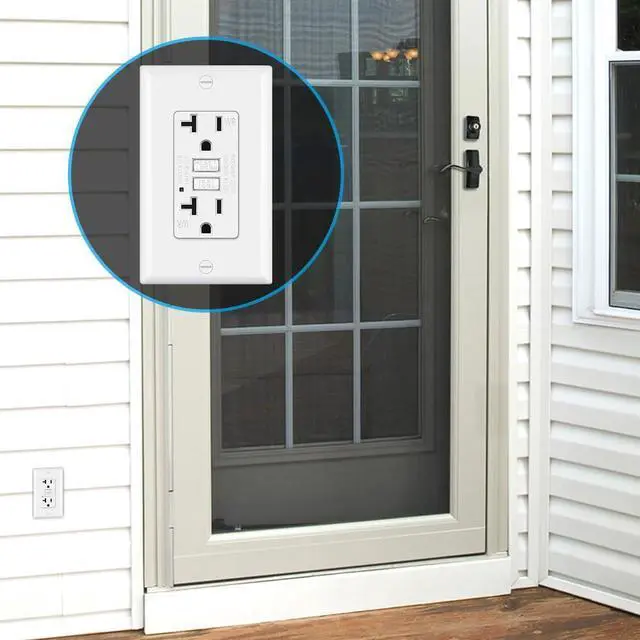 Alt view image 5 of 6 - (10 Pack) UNIELE 20 Amp WR GFCI Receptacle Outlet, Outdoor Weather-Resistant GFI, Ground Fault Circuit Interrupter, Wallplate Included, ETL Listed, White