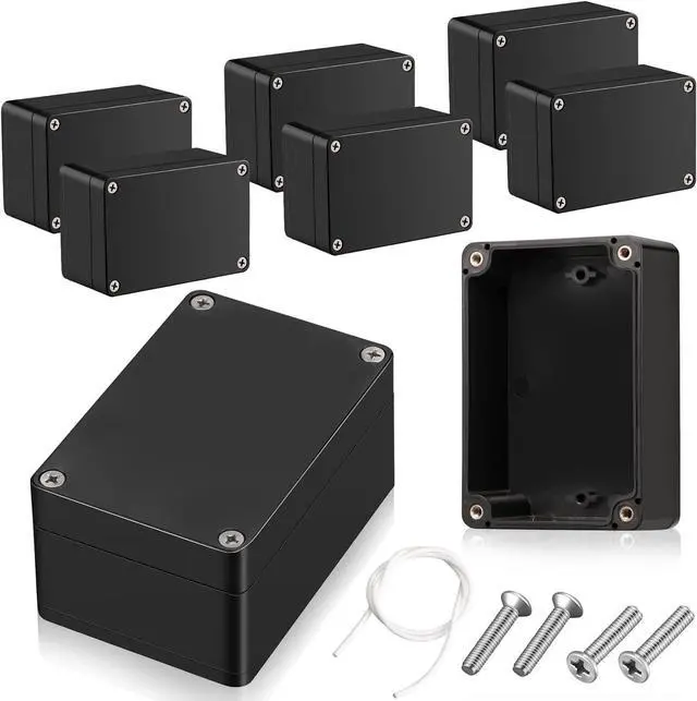 Main image of 8 Pieces Plastic Junction Box Waterproof Project Box Electrical Box Electrical Enclosure Box Outdoor Electrical Project Case Black 3.94 x 2.68 x 1.97 Inches for Outdoor Use