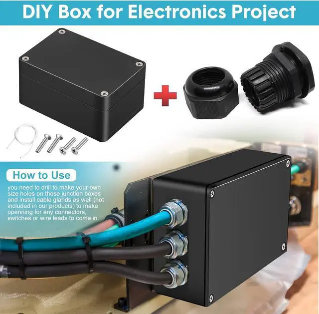 Alt view image 3 of 7 - 8 Pieces Plastic Junction Box Waterproof Project Box Electrical Box Electrical Enclosure Box Outdoor Electrical Project Case Black 3.94 x 2.68 x 1.97 Inches for Outdoor Use