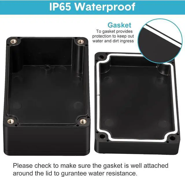 Alt view image 4 of 7 - 8 Pieces Plastic Junction Box Waterproof Project Box Electrical Box Electrical Enclosure Box Outdoor Electrical Project Case Black 3.94 x 2.68 x 1.97 Inches for Outdoor Use