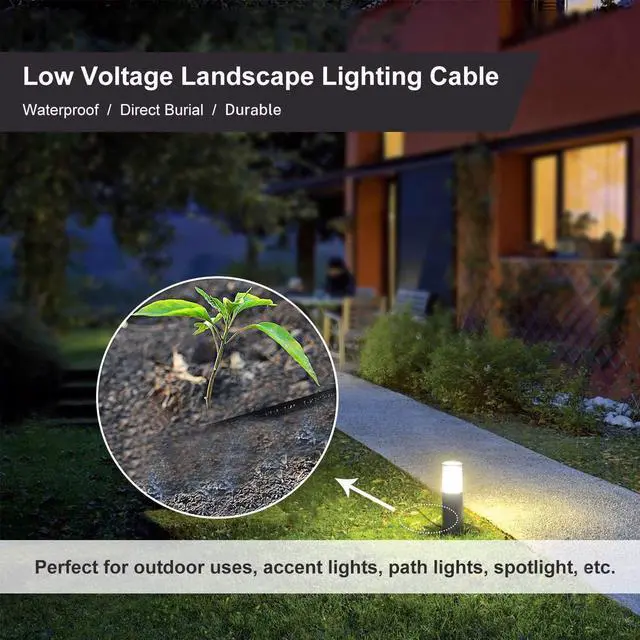 Alt view image 2 of 7 - FIRMERST 14/2 Low Voltage Landscape Wire Outdoor Lighting Cable 100 Feet