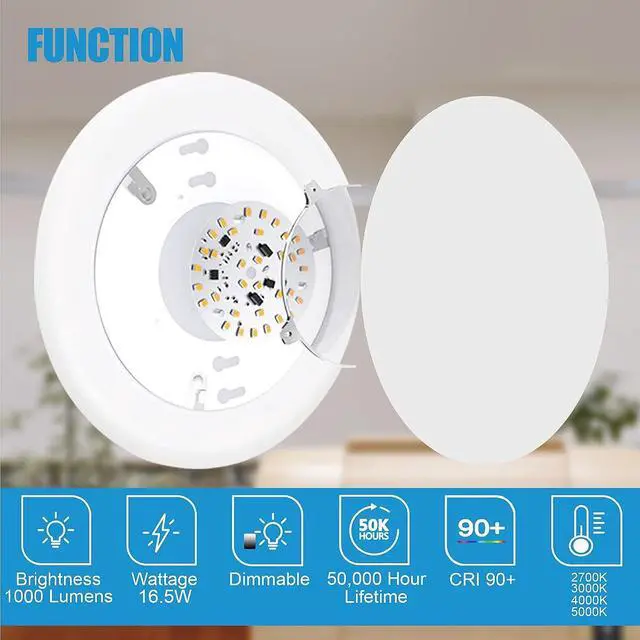 Alt view image 2 of 7 - 6inch LED Flush Mount Disc Light,16.5W Dimmablel Ceiling Lighting Fixture, 4000K Cool White 1000Lm, Low Profile Aluminum Trim Surface Mount Downlight, ETL & FCC Listed, 10 Pack