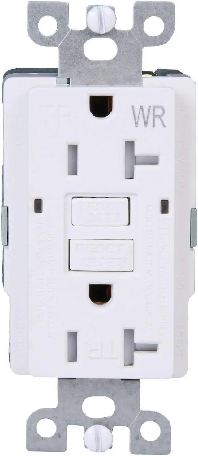 Alt view image 3 of 4 - [10 Pack] LGL 20Amp 125V GFCI Duplex Self-Test Receptacle Outlet, Tamper Resistant, Weather Resistant, UL listed, 2 LED Indicator Lights, End-of-Life Alarm, Indoor and Outdoor Outlets, White