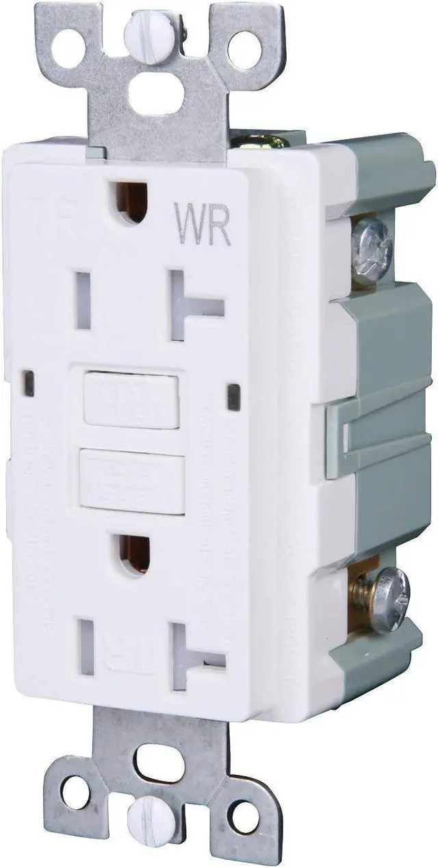 Alt view image 4 of 4 - [10 Pack] LGL 20Amp 125V GFCI Duplex Self-Test Receptacle Outlet, Tamper Resistant, Weather Resistant, UL listed, 2 LED Indicator Lights, End-of-Life Alarm, Indoor and Outdoor Outlets, White