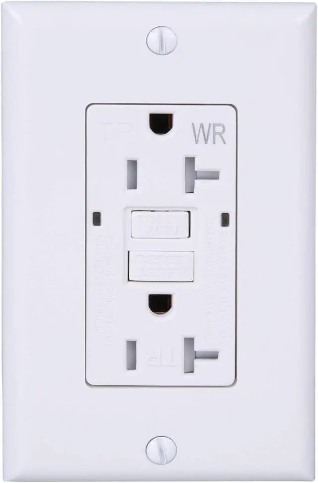 Alt view image 2 of 4 - [10 Pack] LGL 20Amp 125V GFCI Duplex Self-Test Receptacle Outlet, Tamper Resistant, Weather Resistant, UL listed, 2 LED Indicator Lights, End-of-Life Alarm, Indoor and Outdoor Outlets, White