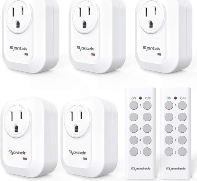 Syantek Upgraded Remote Control Outlet Wireless Light Switch for Household  Appliances, Expandable Remote Light Switch Kit, Up to 100 ft Range, FCC  Certified, ETL Listed, White (5 Outlets + 2 Remotes) 