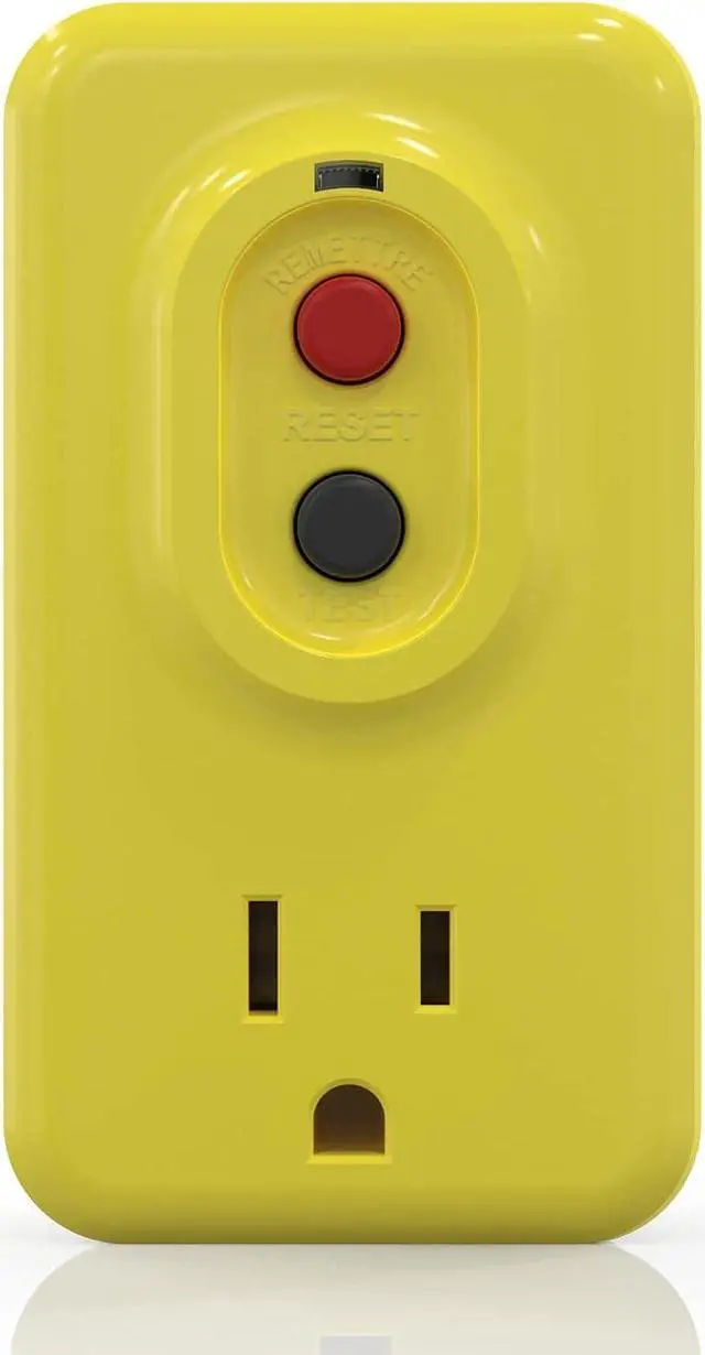 Main image of ELEGRP Single Outlet GFCI Adapter, 15 AMP Grounded 3-Prong GFCI Adapter, for Indoor Use with Automatic Reset, UL Listed, Yellow, 1 Pack